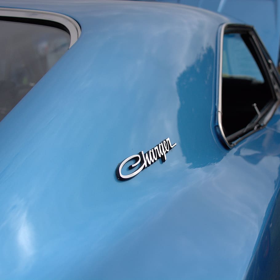 classic, car, charger, blue, insignia, retro, automobile, motor, style, icon