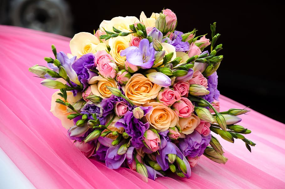 assorted-color flower bouquet, flowers, bouquet, bridal bouquet, wedding, summer, gift, petals, beautiful, art direction
