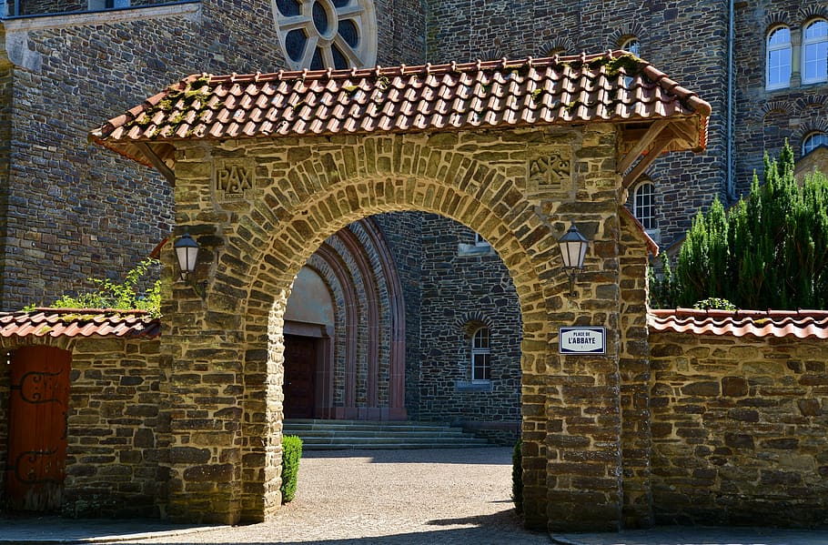 abdijpoort, arc, architecture, history, historical, abbey, devoted to, clervaux, luxembourg, built structure
