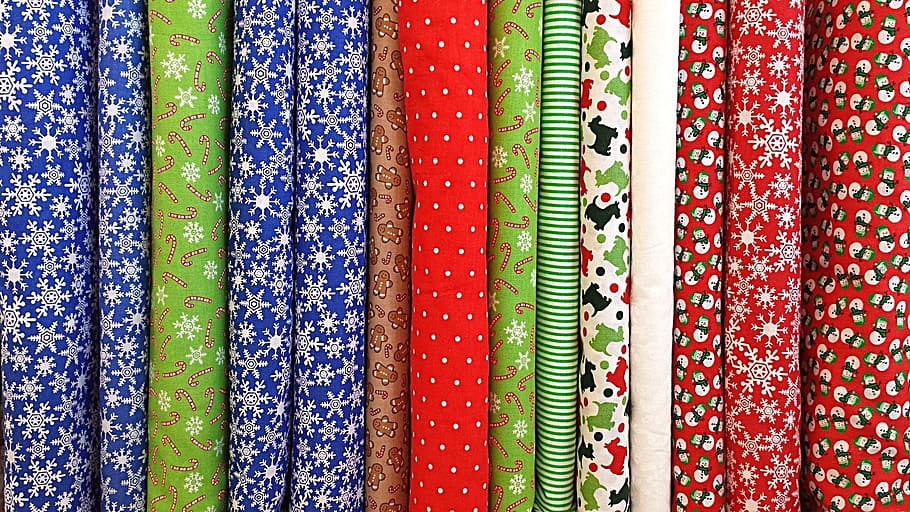 assorted-color textiles, fabric, cloth, textile, clothing, christmas, pattern, design, material, dress