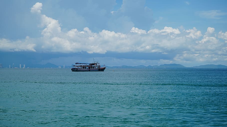 mar, barco, cielo, vacaciones, tailandia, paz, el golfo de tailandia, vista al mar, embarcación náutica, modo de transporte