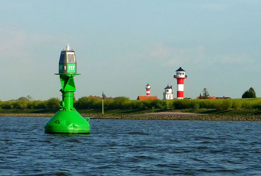 Elbe, Waterway, Daymark, Lighthouse, beacon, shipping, navigation, nature, technology, electric lighthouse