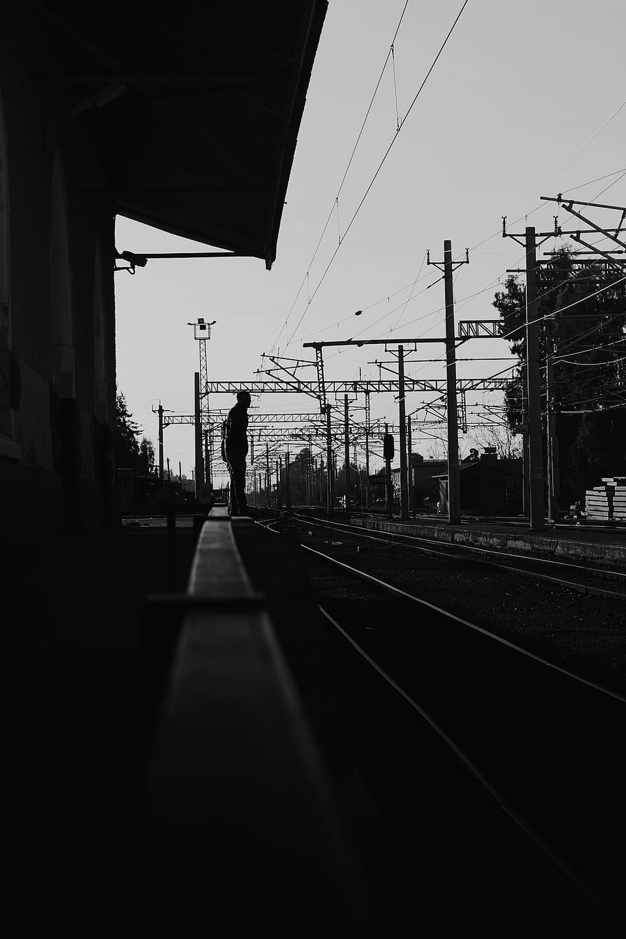 train, black, white, track, railway, travel, transport, subway, transportation, platform
