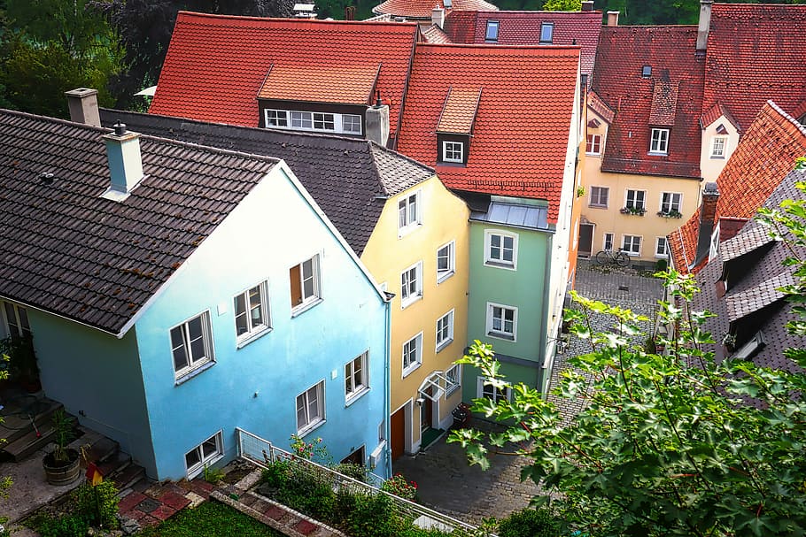 rumah, arsitektur, atap, bangunan, kota tua, landsberg, hof, warna, eksterior bangunan, struktur yang dibangun