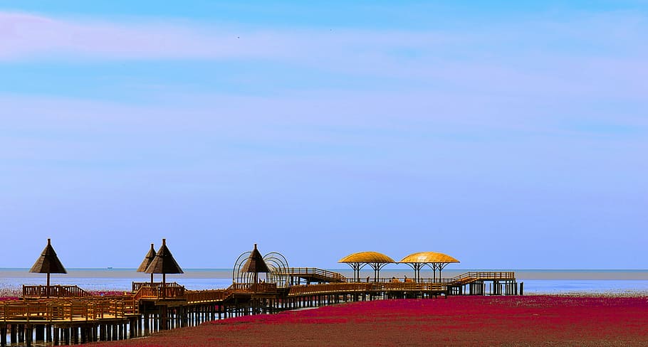 praia vermelha, mar, vermelho, arquitetura, estrutura construída, céu, água, exterior do edifício, natureza, azul