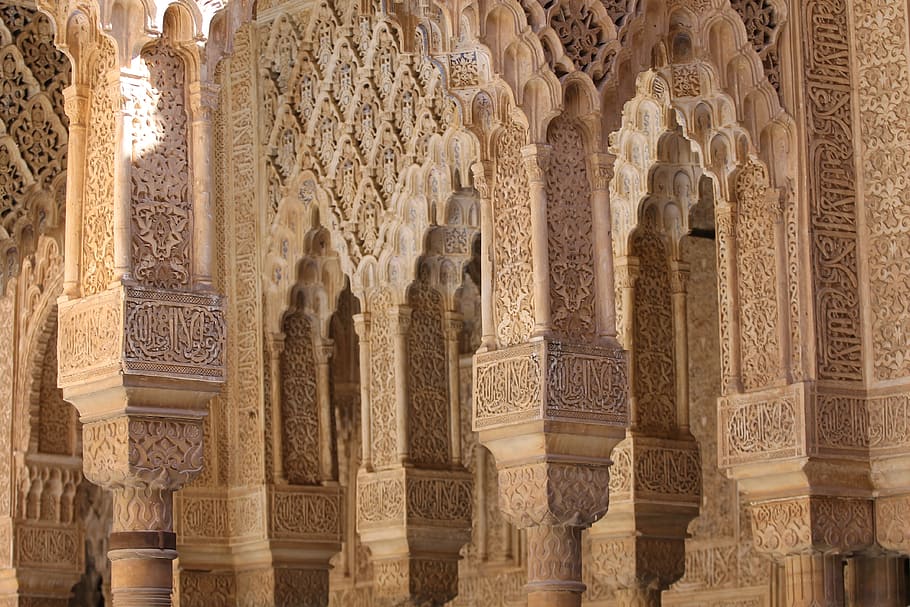 interior, fotografi, masjid, alhambra, spanyol, granada, jendela, andalusia, istana, moorish