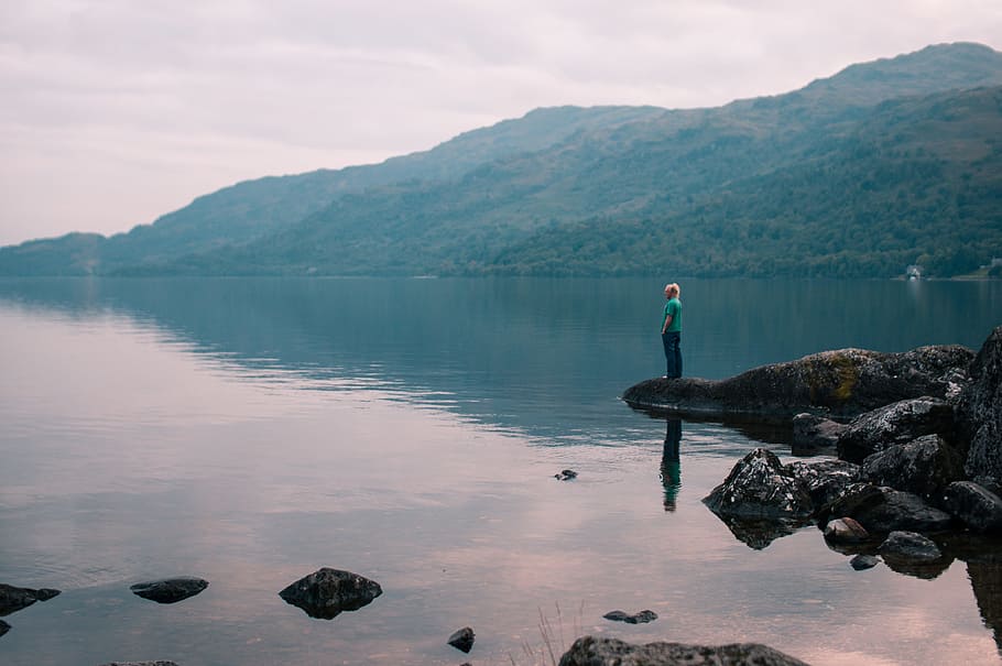湖 スコットランド 反射 イギリス 高原 自然 風景 男 孤独 水 Pxfuel