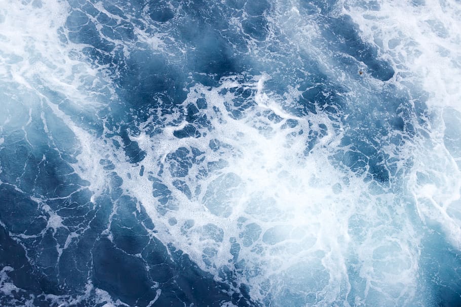 ocean, surface, blue, till, clear, water, splash, wave, pattern, sea