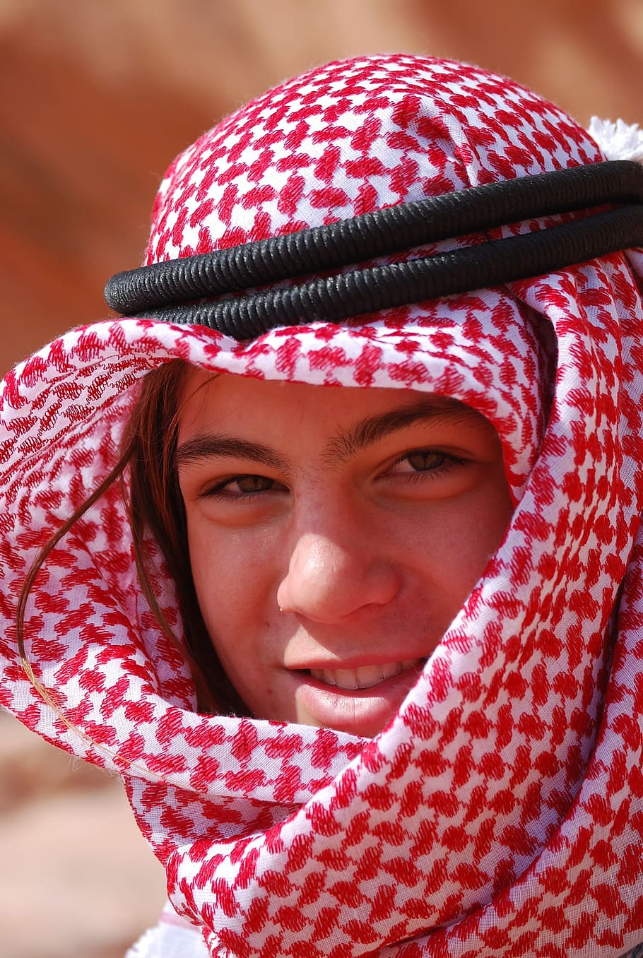 Young, Boy, Desert, Scarf, young, boy, people, outdoors, portrait, smiling, one Person