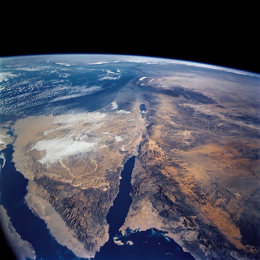 Released, Public, Sinai, Dead Sea, Space Shuttle, March, 2002, NASA, Earth athmosphere, satellite view