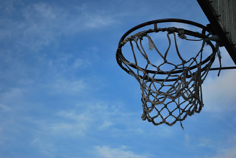 Esporte, cesta, basquete, basquete - esporte, cesta de basquete, céu, rede - equipamentos esportivos, nuvem - céu, vista de ângulo baixo, natureza