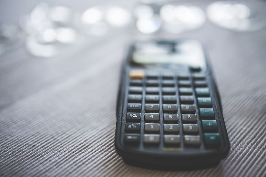 calculator, numbers, accounting, finance, business, technology, objects, money, indoors, selective focus