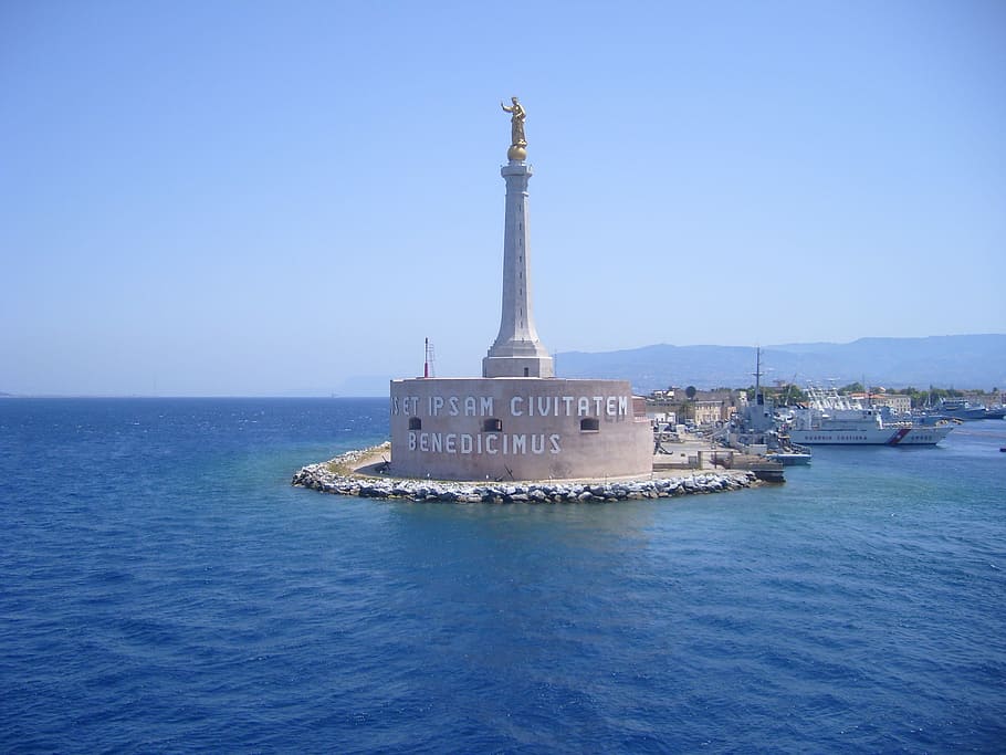 Madonnina, Sicília, Apertado, destinos de viagem, mar, monumento, arquitetura, viagens, história, agua