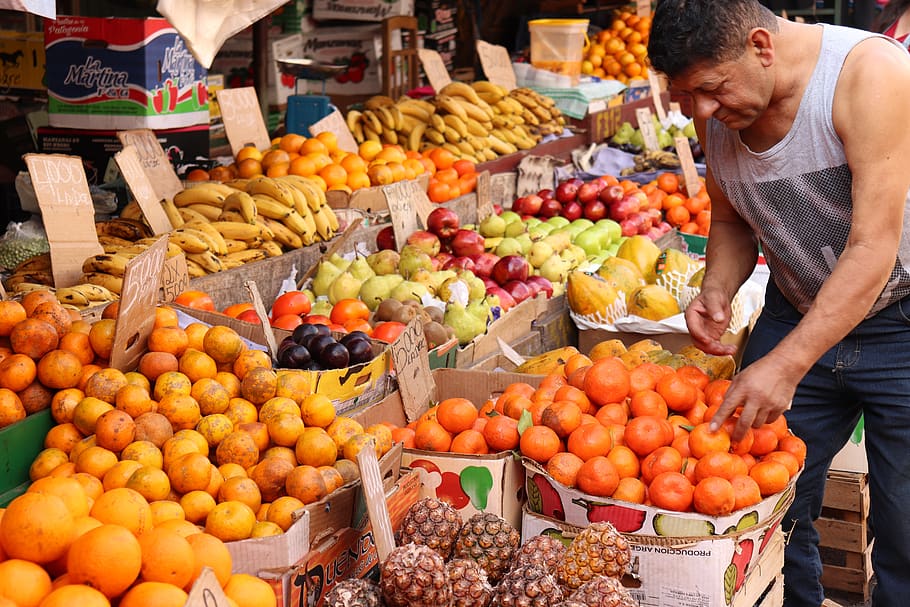fruit, market, man, food, fruits, healthy, fresh, sweet, delicious, vitamins