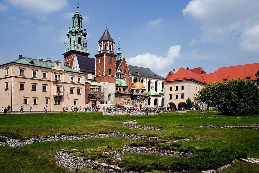 krakow, polandia, wawel, monumen, kastil, eksterior bangunan, arsitektur, struktur yang dibangun, langit, bangunan