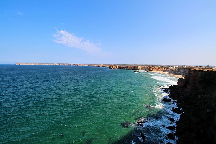 portugal, sagres, rock, sea, nature, water, sky, scenics - nature, beauty in nature, land