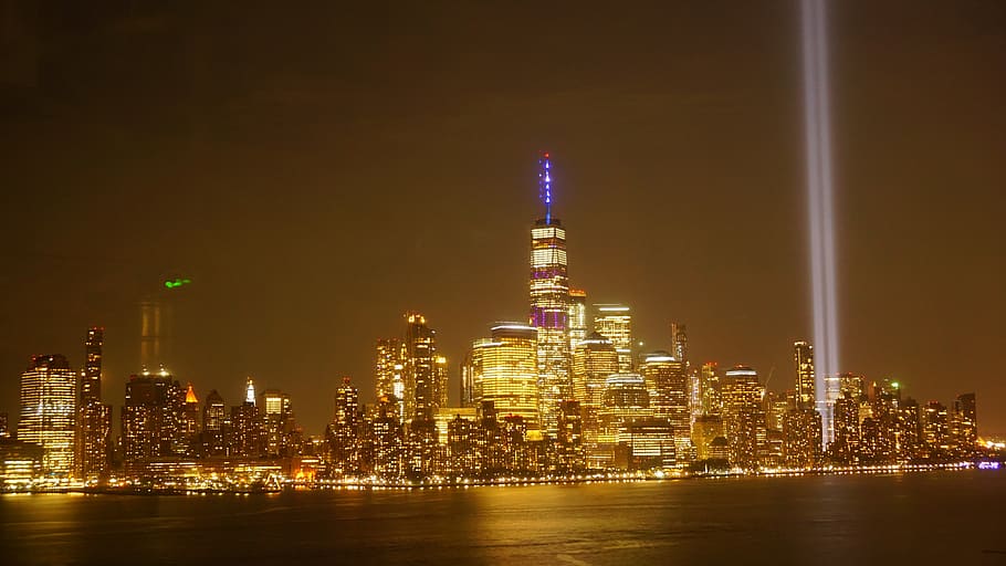 upeti dalam cahaya, 9 11 peringatan, nyc, kota New York, 911, wtc, Manhattan, Arsitektur, pencakar langit, Pemandangan kota
