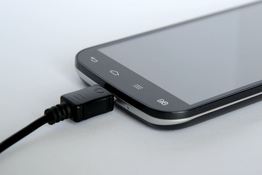 android smartphone, displaying, black, screen, smartphone, phone, charging, connection, link, mobile