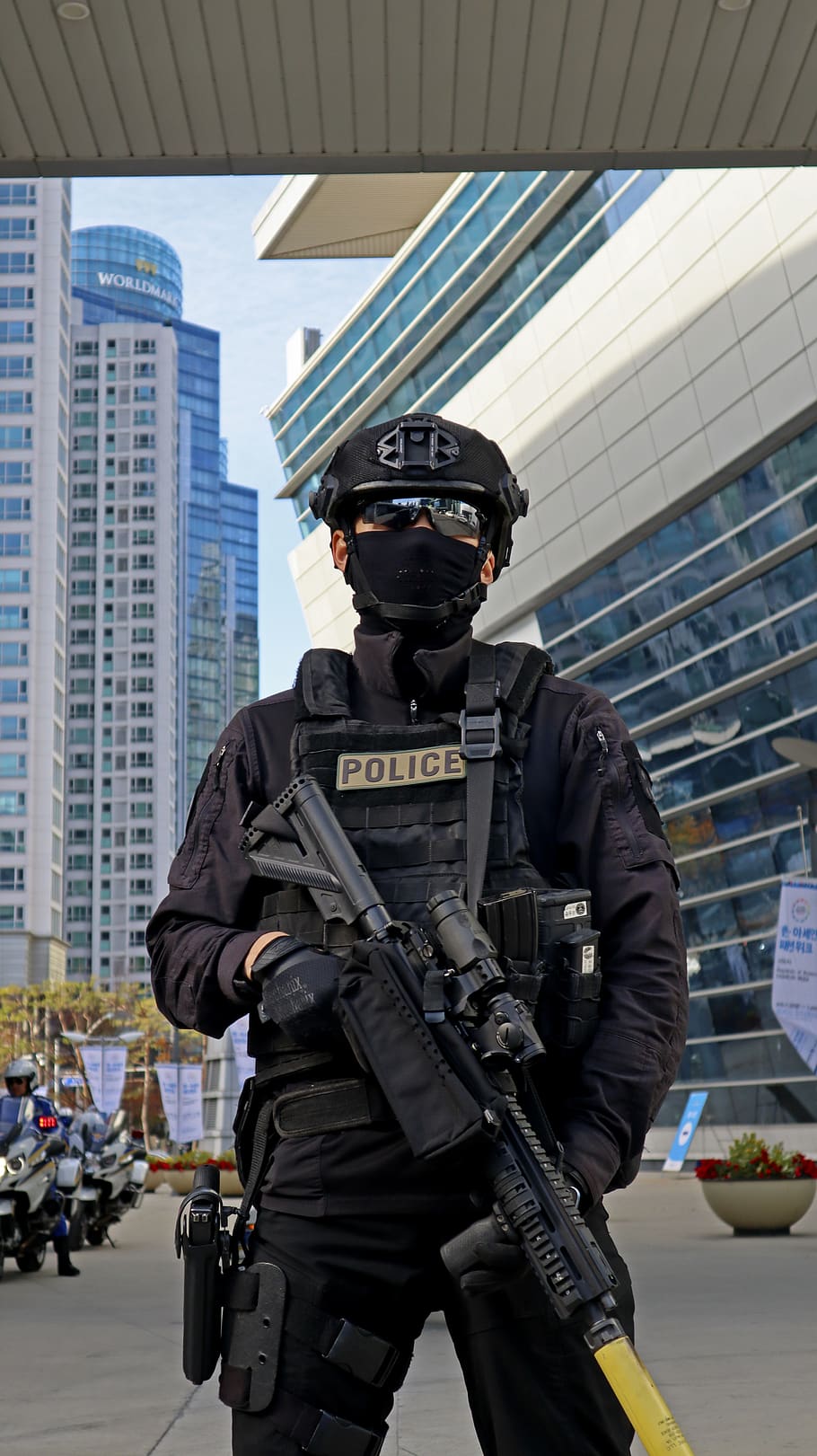 bersenjata, POLISI, petugas, menjaga, senjata, pistol, tugas, senapan, busan, Korea