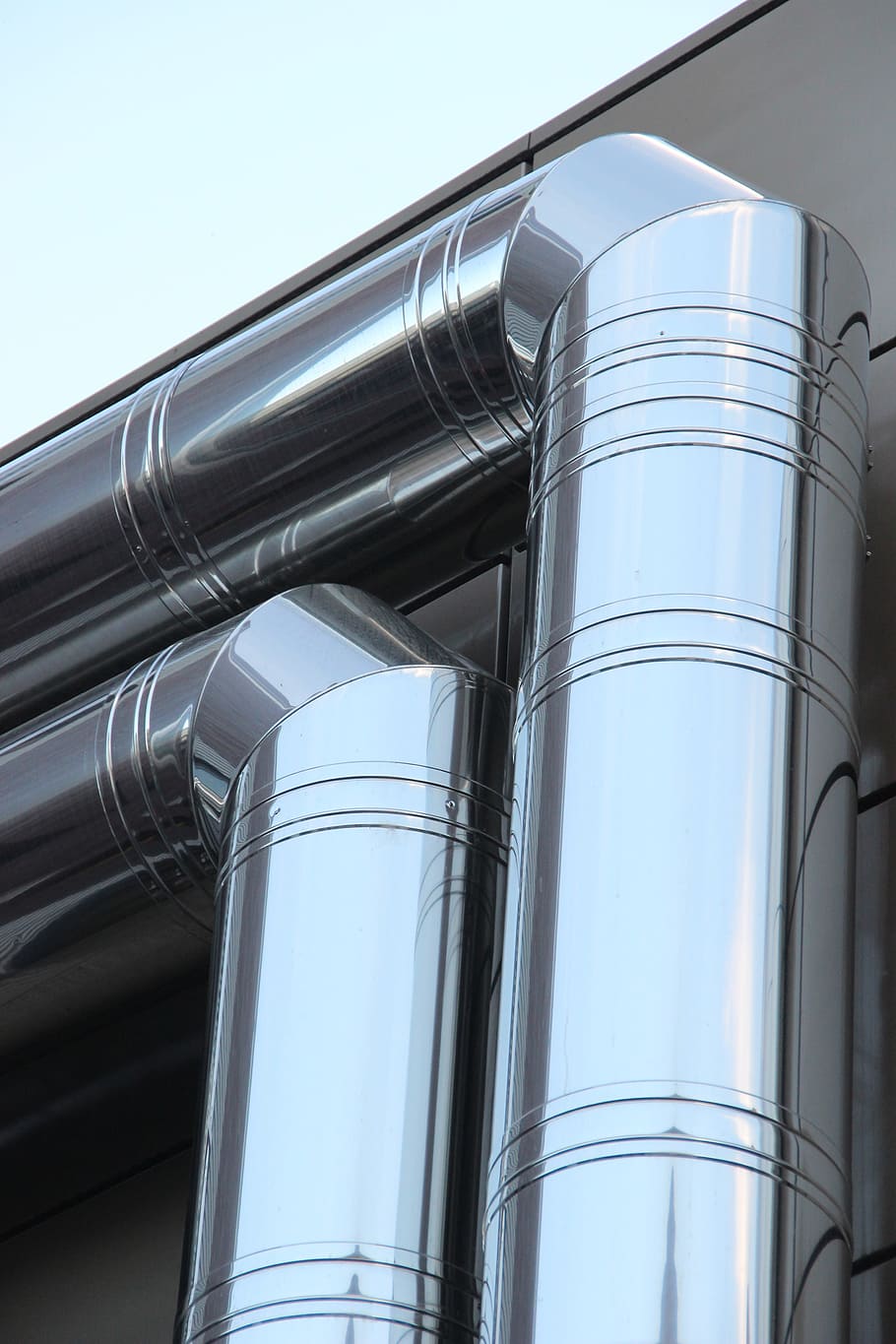 pipes, lines, shiny, stainless steel, pipeline, water running, flow, pressure water line, guide, metal