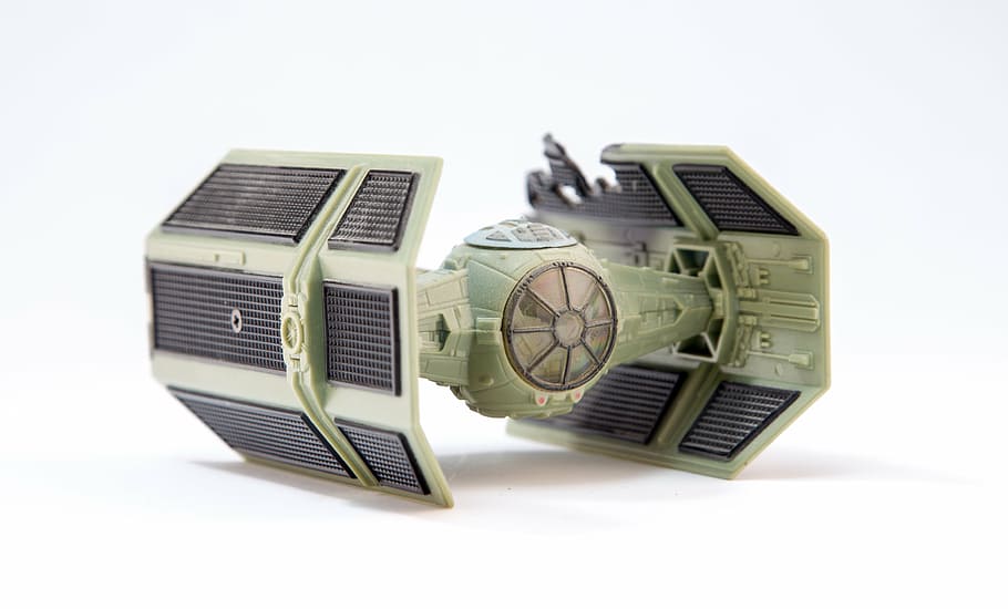 green, black, star wars aircraft illustration, t-fighter, star wars, model, game, space, space ship, toy