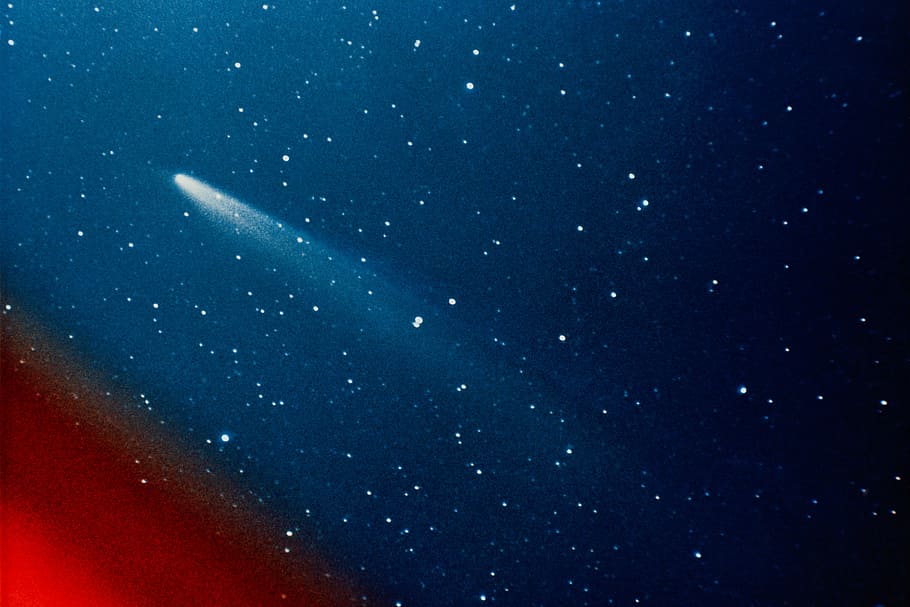 comet, galaxy illustration, comet kohoutek, long-period, streaking, c 1973 e1, 1973f, 1973 xii, skylab 4, space