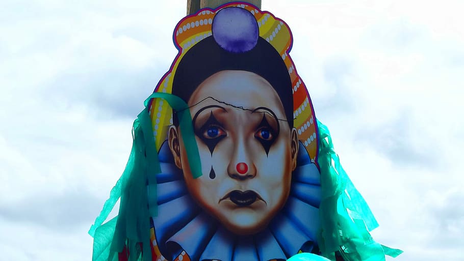 Carnaval, Máscaras, Diversión, Cara, Expresión, pierrot, cabeza, avatar, emoción, tiro en la cabeza