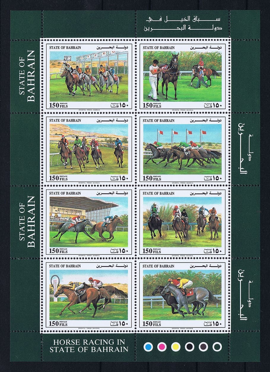 bahrain, postage stamps, golf, block, arab emirates, representation, text, close-up, indoors, animal wildlife