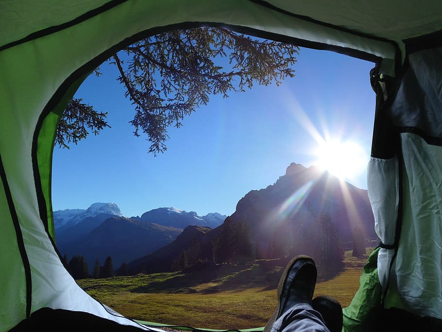 silueta, montaña rocosa, durante el día, Campamento, Camping, Vacaciones, Ver, Paisaje, panorama, paisaje de montaña