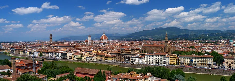 panoramic, panorama, architecture, city, florence, italy, church, tourism, view, tour