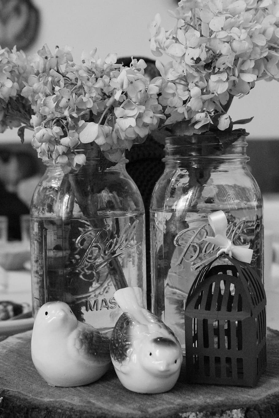 birds, flowers, ceramic, summer, ceremony, catholic, mason jars, jars, mason, water