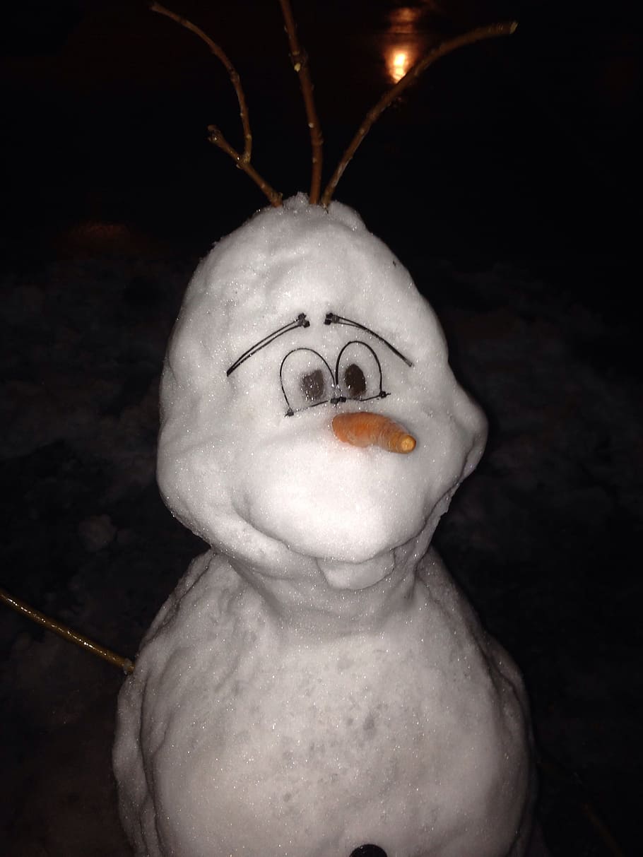 Olaf, manusia salju, beku, seni dan kerajinan, representasi, representasi manusia, kreativitas, warna putih, tidak ada orang, kesamaan laki-laki