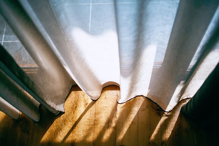 interior, house, home, curtain, sunlight, shadow, textile, indoors, close-up, still life