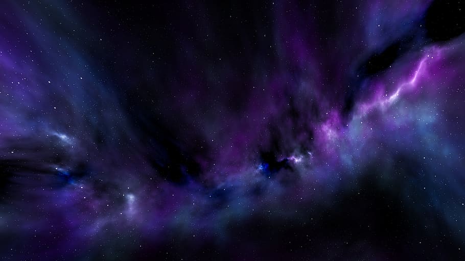 stars, nebula, clouds, space, background, field, dust, blue, purple, night