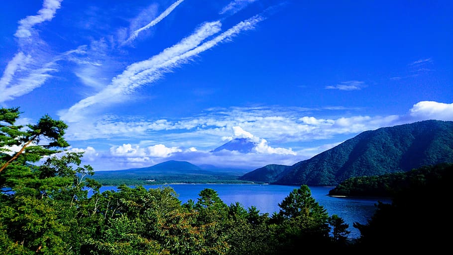 mountain, mt, scenery, lake, fuji, blue sky, nature, lake motosu, water, scenics - nature