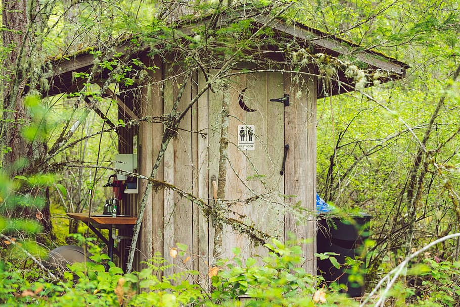 outhouse door, a wooden, toilet, outdoors, restroom, latrine, rural, building, architecture, shack