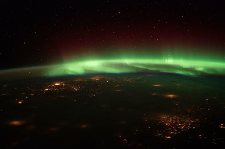 aurora borealis, northern, lights, unites, states, midwest, space, satellite image, northern lights, unites states