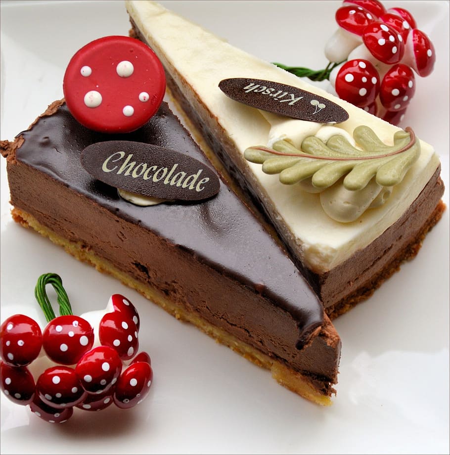 chocolate, vanilla cakes, cherry, cake, pastry, food, christmas, food and drink, sweet food, indulgence