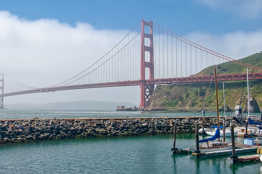 jembatan gerbang emas, pemandangan, panorama, pemandangan benteng baker, gerbang emas rekreasi nasional, area, california, amerika serikat, tengara, samudra
