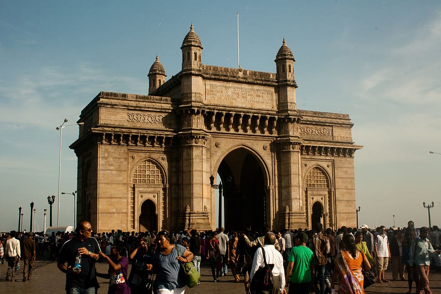 pessoas, portão da índia, durante o dia, gateway da índia, portão, arquitetura, monumento, índia, gateway, multidão