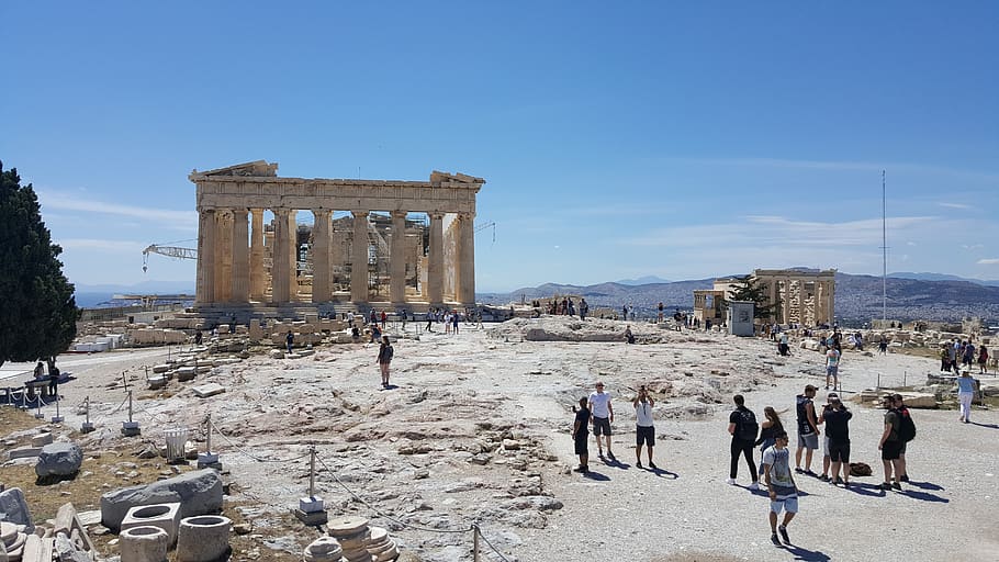 greece, athens, scattered stone, tourism, group of people, history, large group of people, real people, the past, ancient