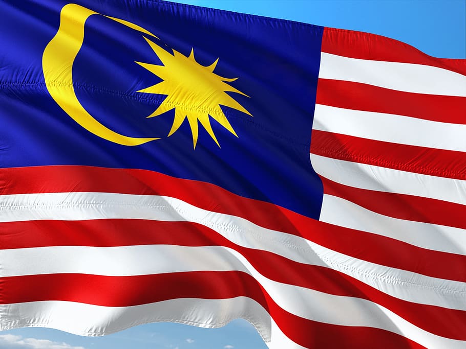 flag of malaysia, international, flag, malaysia, state, south east asia, patriotism, red, striped, blue