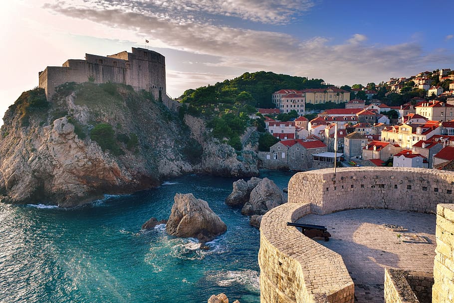 Croacia, Dubrovnic, mar, al aire libre, paisaje, Dubrovnik, viajes, roca, arcos, ciudad