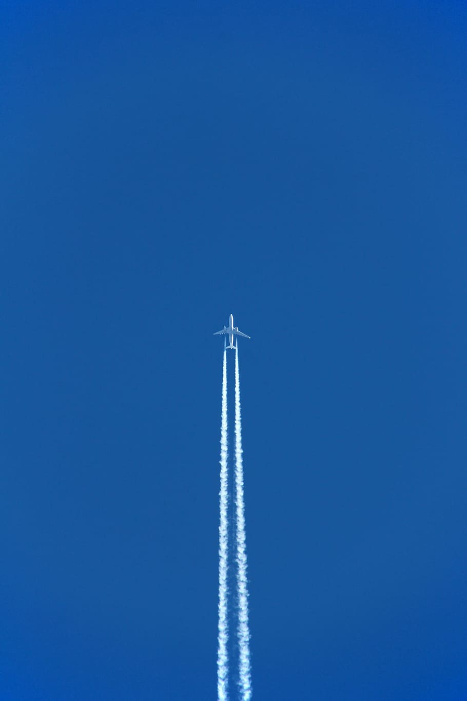 white, jet plane, blue, sky, daytime, aircraft, aircraft noise, contrail, flight, holiday