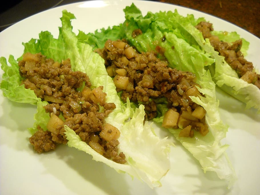 asian, lettuce, chinese, beef, wrap, food, cooking, food and drink, ready-to-eat, freshness