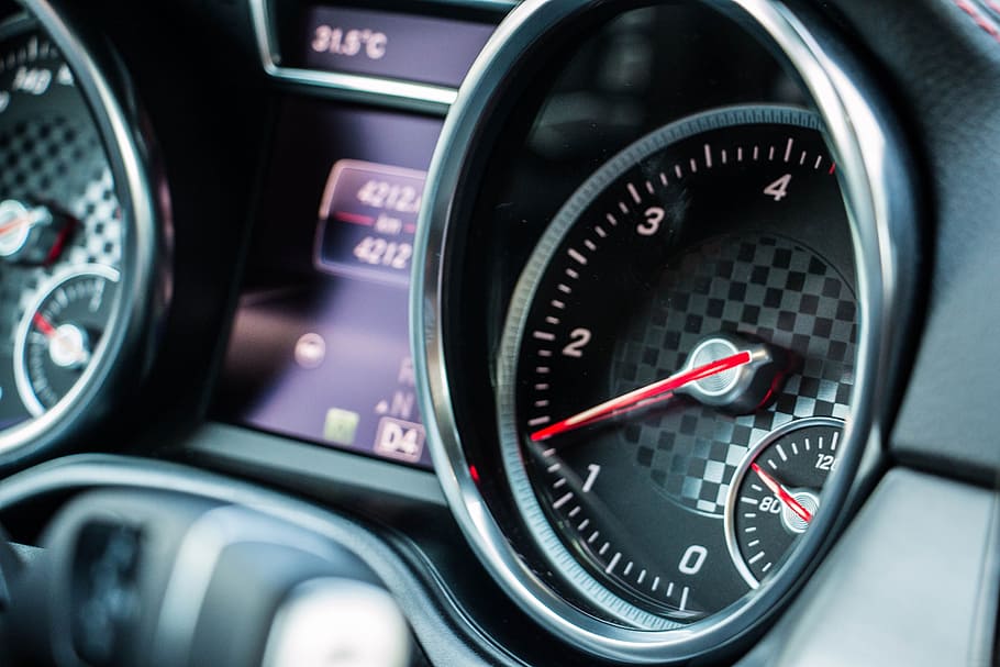 closeup, black, vehicle tachometer, 1, speedometer, car, automobile, mercedes-benz, automotive, driving