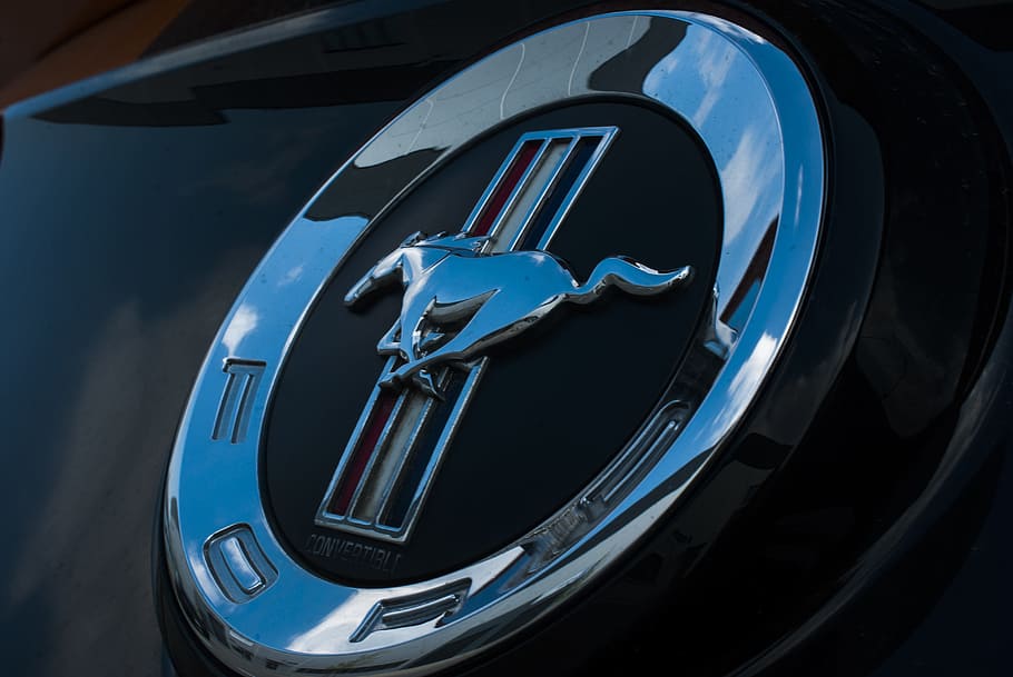 Mustang, Logo, Auto, Brand, Sign, vehicle, macro, transportation, car, shiny
