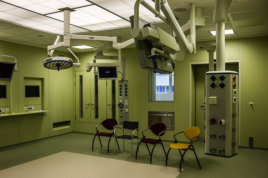 白, 鉄鋼機器, 内部, 部屋, 鋼鉄, 機器, 病院, 手術室, 介護, 建物