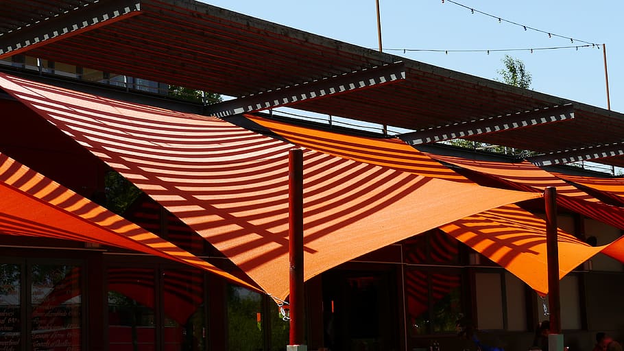 Shadows, Repeating, Patterns, Sunshine, repeating patterns, outdoors, architecture, roof, awning, retail