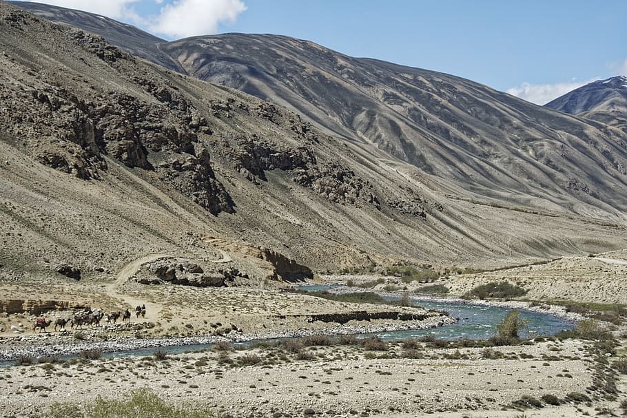tajikistan, pamir, hindu kush, high mountains, the pamir valley, landscape, mountains, snow, clouds, sky